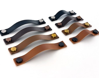 Textured Faux Leather Handles - Leather Alternative Handles - Vegan Leather Handles - Drawer/Cupboard Handles - Made in UK