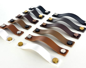 Faux Leather Handles - Leather Alternative Handles - Vegan Leather Handles - Drawer/Cupboard Handles - Made in UK - Rustic, Modern, Natural