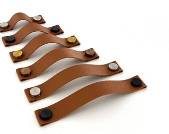 Cinnamon Textured Faux Leather Handles - Leather Alternative Handles - Vegan Leather Handles - Drawer/Cupboard Handles - Made in UK