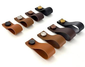 Strukturierte Schubladengriffe aus Vegan Leder - Made in UK
