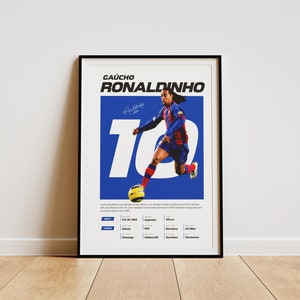 Gaucho Ronaldinho Poster, Argentina Soccer Print, Football Player Poster, Sports Bedroom Posters, Soccer Wall Art, Soccer Gifts, Real Madrid