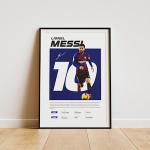 Lionel Messi Poster, Argentina Soccer Print, Football Player Poster, Sports Bedroom Posters, Soccer Wall Art, Soccer Gifts, Sports Poster