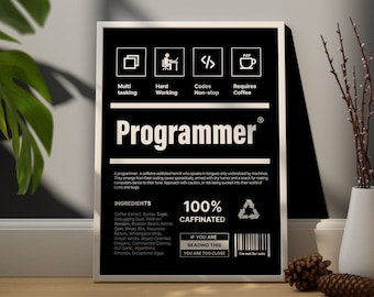 Programmer Definition printable wall art, Dictionary Poster, Quote Wall Art, Programmer Quote, Programmer Coffe Art, Gift For Programmer