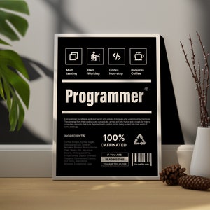 Programmierer Definition druckbare Wandkunst, Wörterbuch Poster, Zitat Wandkunst, Programmierer Zitat, Programmierer Kaffeekunst, Geschenk für Programmierer