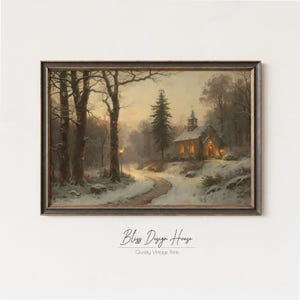 Vintage Snow cottage Landscape Wall Art Oil Painting Christmas  Printable Art Cottagecore Academia Art Christmas Decor Winter Print #C34