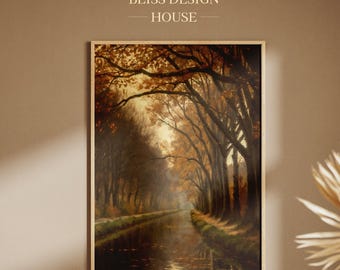 Vintage Fall Landscape Painting Fall Oil Painting Fall Print Autumn Decor Fall Wall Art Forest Fall Decor Moody Wall Art Digital Print - 12