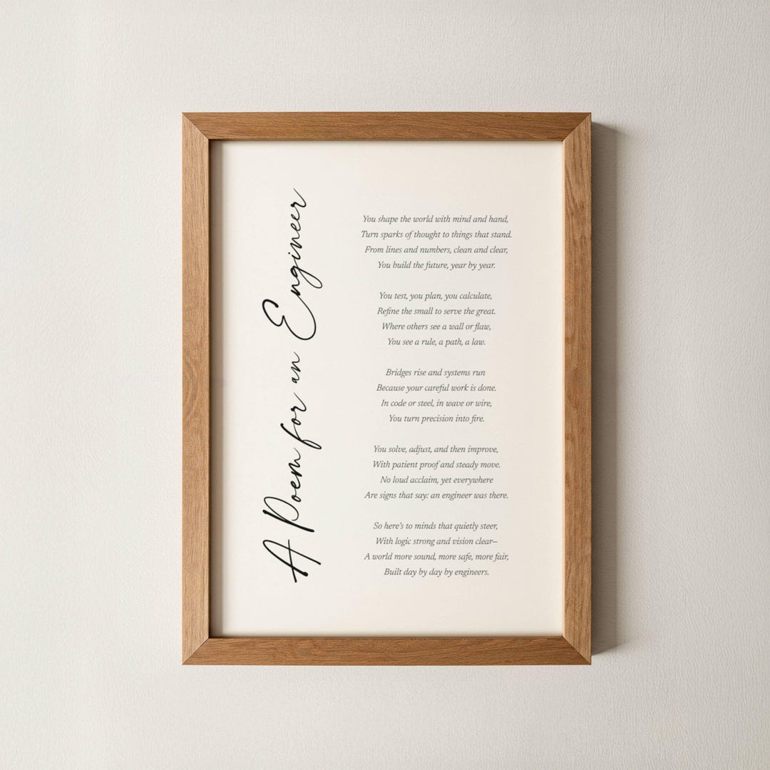 Engineer Poem Appreciation Gift Engineering Poetry Wall Art Print Thank ...