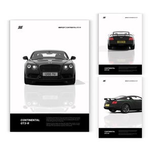 Bentley Continental Gt3r poster print, Cars Poster Print, Retro car Poster, Gift for him, Kids boys room Decor, Dorm Decor, Gaming decor