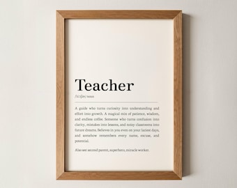 Lehrer Definition Print, Lehrer Wertschätzung Geschenk, Danke Lehrer Wandkunst, personalisierte Lehrer Geschenk druckbar