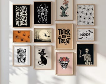 25+ Halloween prints wall art, bundle of halloween printables, spooky home decor, halloween gallery wall set, printable wall art