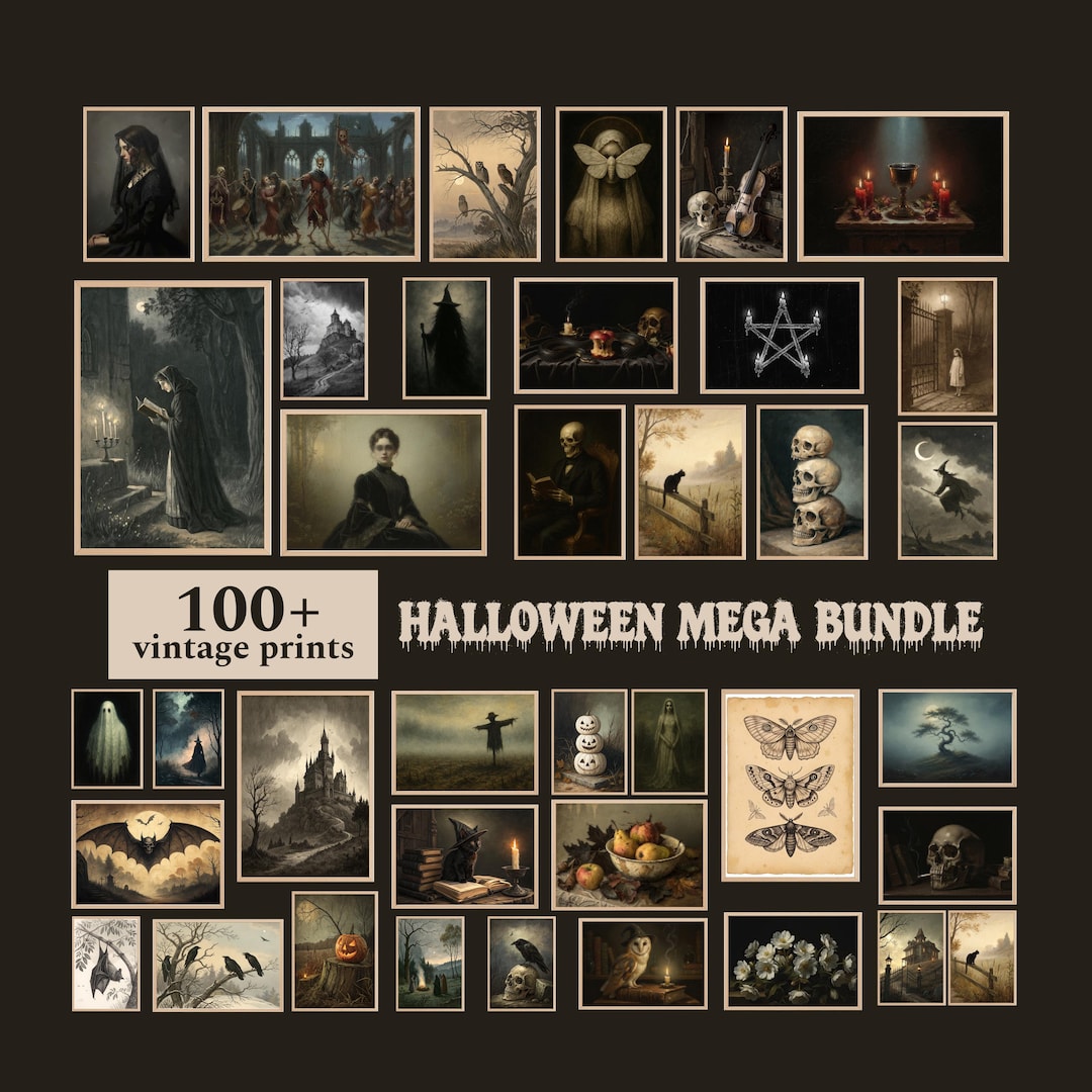 100+ Halloween Mega Bundle Prints | Gothic Gallery Wall | Spooky Fall ...