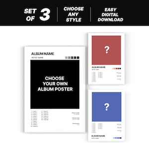 Choose Your Own Album Poster Album Cover Custom Album Poster Singer Poster Singer and Artist Songs Wall Decor Birthday Music Gifts