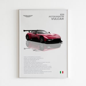 Aston Martin Vulcan Poster Print, cars Poster, Supercar Poster, Gift for him, Kids boys room Decor, Dorm Decor, Hypercar Poster