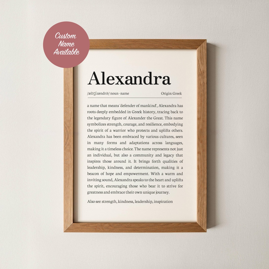 Alexandra Name Meaning Wall Art Personalized Dictionary Print Custom ...