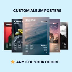 CONJUNTO DE 3 Escolha seu próprio álbum, pôster, capa de álbum, pôster de álbum personalizado, pôster de cantor, pôster de cantor e artista, decoração de parede, presentes musicais de aniversário