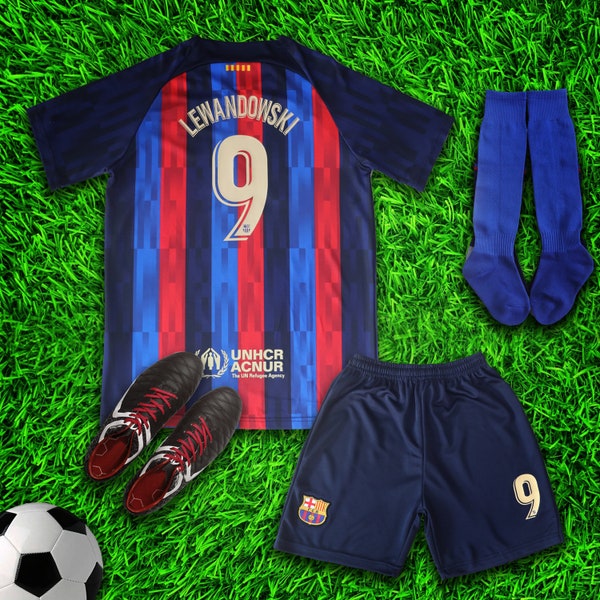 Lewandowski Barcelona Jersey Kids - Etsy