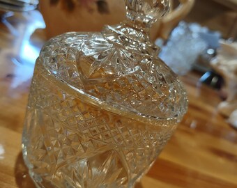 Anchor Hocking Sugar Bowl With Lid Clear Glass Wexford Diamond Pattern