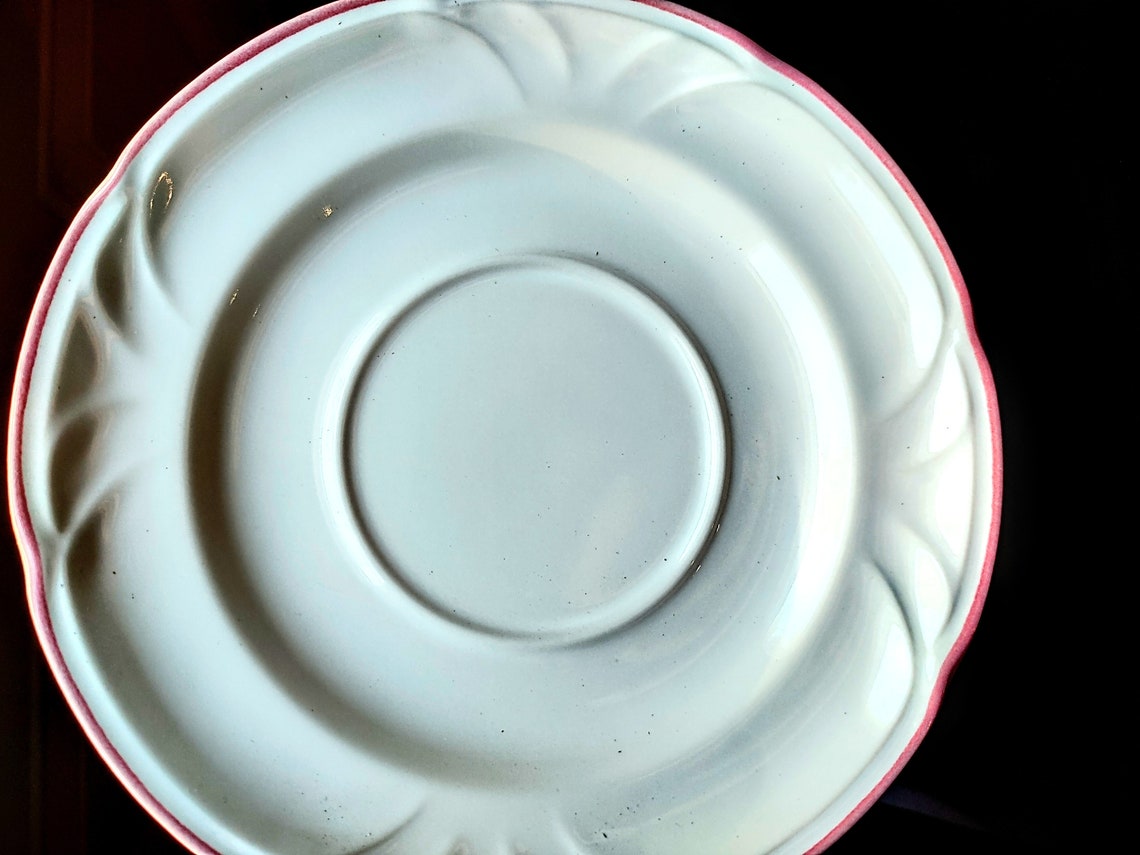 Victoriana Pink Rose China Saucer Plate Stoneware Set of 7 Tea Party ...