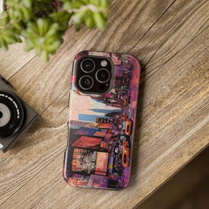 Telefoonhoesje, NYC-telefoonhoesje plakboekontwerp, slagvaste hoes, beschermhoes, uniek cadeau, aanpasbare telefoonhoes