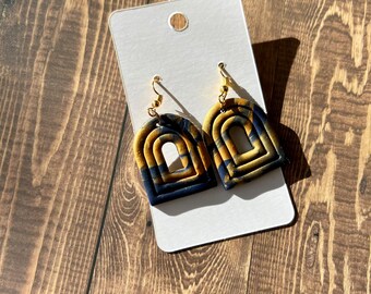 Cecil earrings, polymer clay earrings, 18k hypoallergenic gold plated earrings