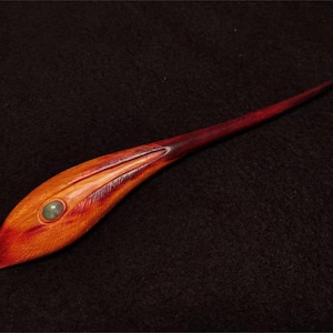 Handmade rosewood feather hairpin hand carved and crafted vintage hairpin