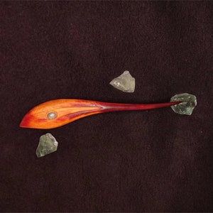 Handmade rosewood feather hairpin hand carved and crafted vintage hairpin