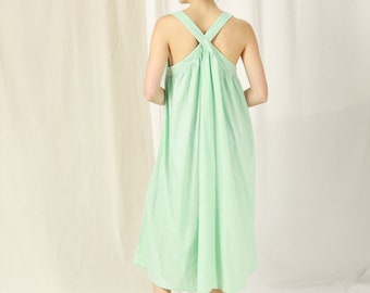 Linen Maxi Dress with Sleeveless – Plus size Linen Dress – Linen Dress with Pockets – Summer Maxi Dress for Women – Linen Open Back Dress