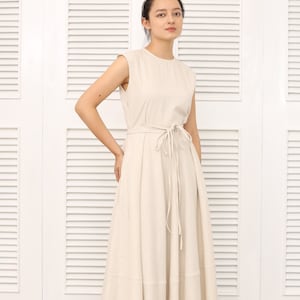 Long Linen Dress – Linen Summer Dress – Linen Maxi Dress – Sleeveless Linen Dress – Washed Linen Dress – Linen Dress with Pockets