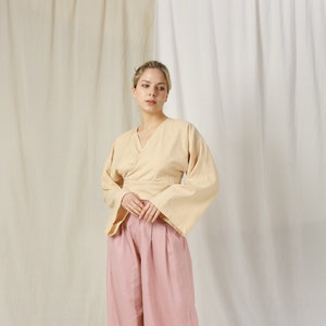 Linen Kimono Top – Linen Wrap Tops – Linen Wrap Blouse – Linen Wrap Blouse – Boho Wrap Top – Linen Top – Linen Blouse – Wrapped Top