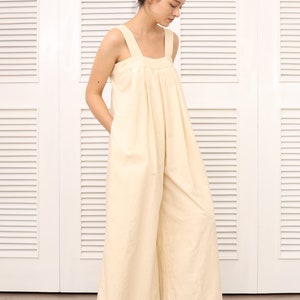 Linen Jumpsuit Women  - Wide Leg Jumpsuit Women - Linen Clothing for Women – Bohemian Oversized Jumpsuit -  Plus Size Linen Overalls Women