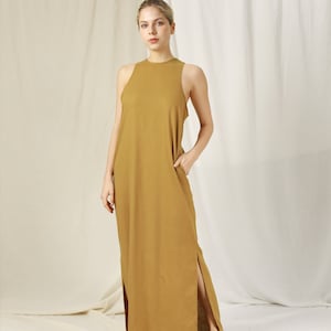 Linen Maxi Dress Plus Size – Sleeveless Maxi Dress – Linen Dress with Pockets – Linen Clothing – Beach Linen Dress – Simple Linen Dress
