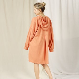 Oversize Linen Shirt Dress with Hoodie – Hooded Dress Women – Long Bohemian Tunic Dress – Linen Tunic Dress – Hooded Linen Tunic