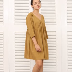 Long Sleeved Linen Dress - Linen Short Dress - Summer Short Dress - Linen Clothing for Women – Long Sleeved Linen Summer Dress for Women