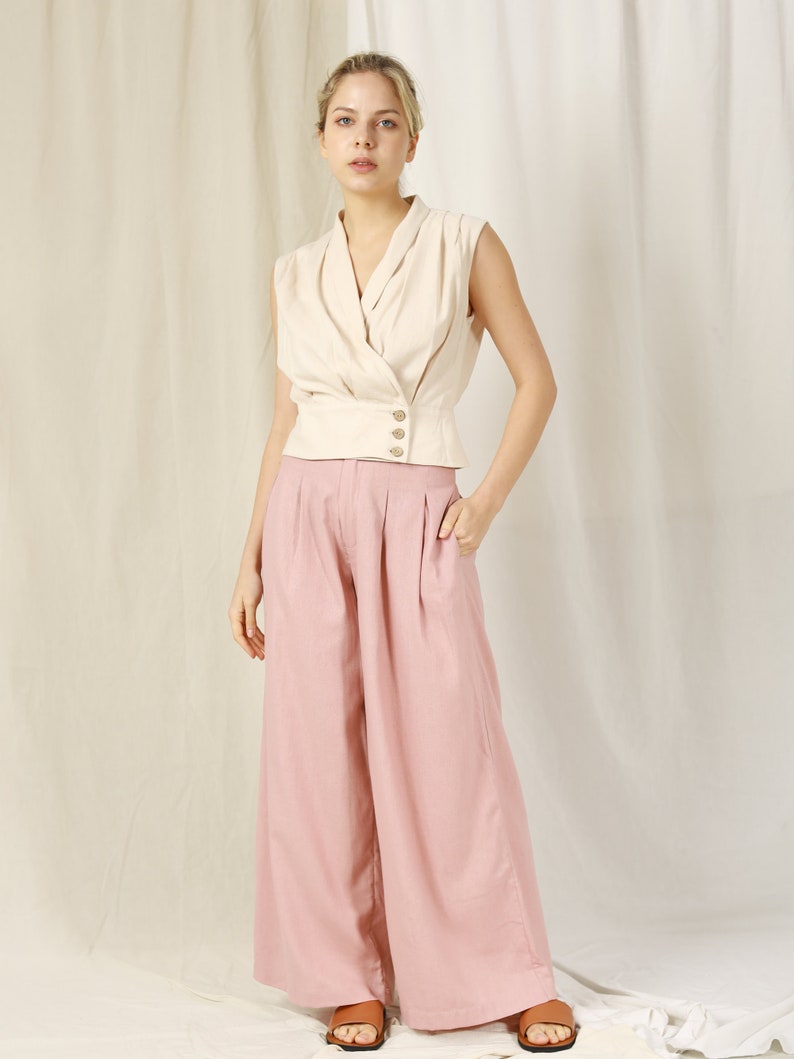 Wide linen trousers , Loose-leg trouser , High waist trousers , Linen pants , Handmade linen pants , Woman pants , Summer trousers  , Linen women clothing , Loose pants, Wide leg pants , Linen pocket pants , High waist pants , Women’s clothing