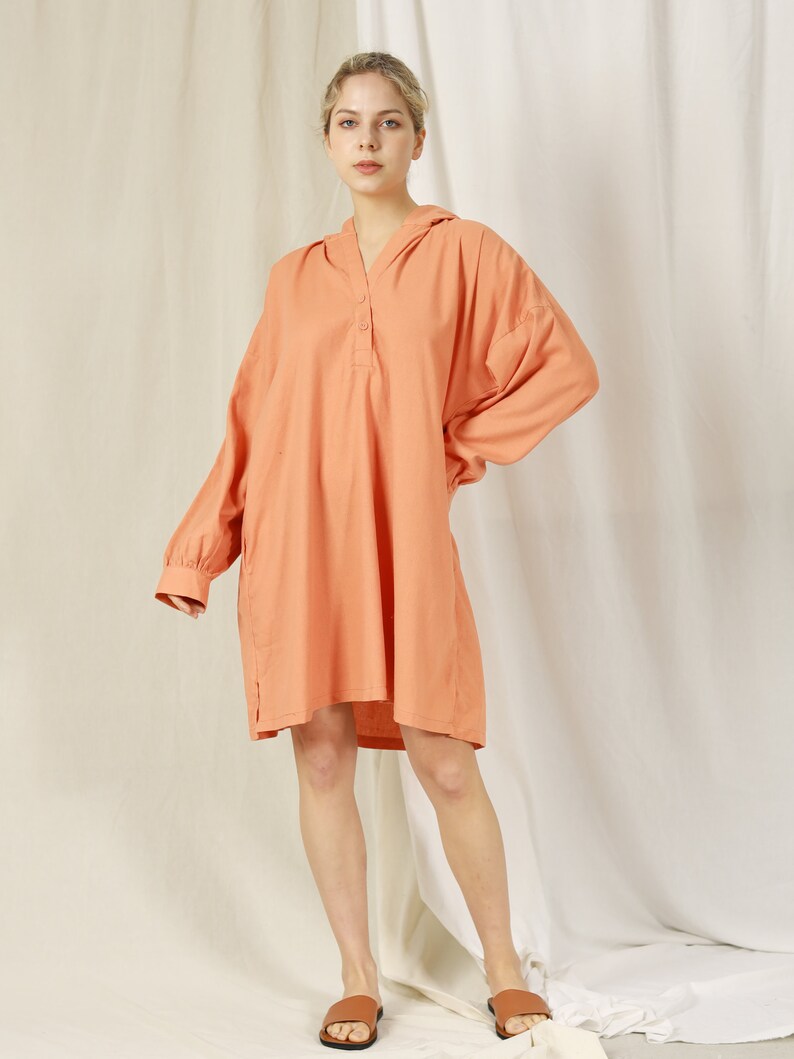 Tunic for women , Tunic dress , Long sleeve dress , Linen shirt dress , Linen dress , Linen tunic women  , Linen beach dress , Hooded linen dress , Hooded tunic women , Tunic with Hood , Bohemian tunic , Boho dress , hooded dress