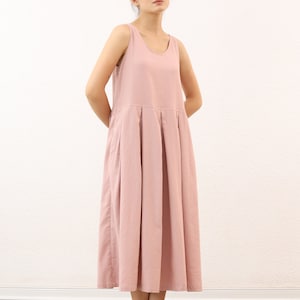 Linen Sleeveless Dress - Midi Sleeveless Dress - Summer Sleeveless Dress for Women – Linen Dress for Woman with Pockets