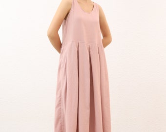Linen Sleeveless Dress - Midi Sleeveless Dress - Summer Sleeveless Dress for Women – Linen Dress for Woman with Pockets