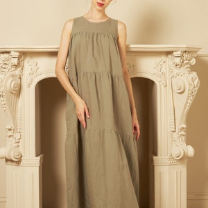 Summer Dress Sleeveless Dress Soft Casual Loose Dress Tunics - Womens Linen Summer Dress - Long Dress for Women - Boho Style Dress