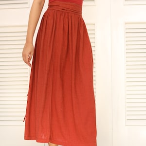 Linen Wrap Skirt High Waisted Skirt Long Skirt Linen Linen Circle Skirt Skirt for Women image 3