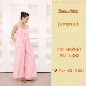 Ärmelloser Leinen Jumpsuit Muster | PDF Schnittmuster - XS-XXXL - Instant Download