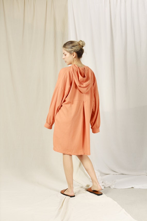 Oversize Linen Shirt Dress with Hoodie - Hooded Dress Women - Long Bohemian Tunic Dress - Linen Tunic Dress - Hooded Linen Tunic