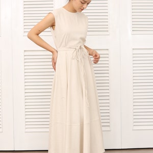 Long Linen Dress Linen Summer Dress Linen Maxi Dress Sleeveless Linen Dress Washed Linen Dress Linen Dress with Pockets image 7