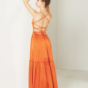 Women Summer Dress -  Long Silk Dress – Maxi Floor Length Dress - Silk Maxi Dress – Open back Dress –  Summer Dress for Women