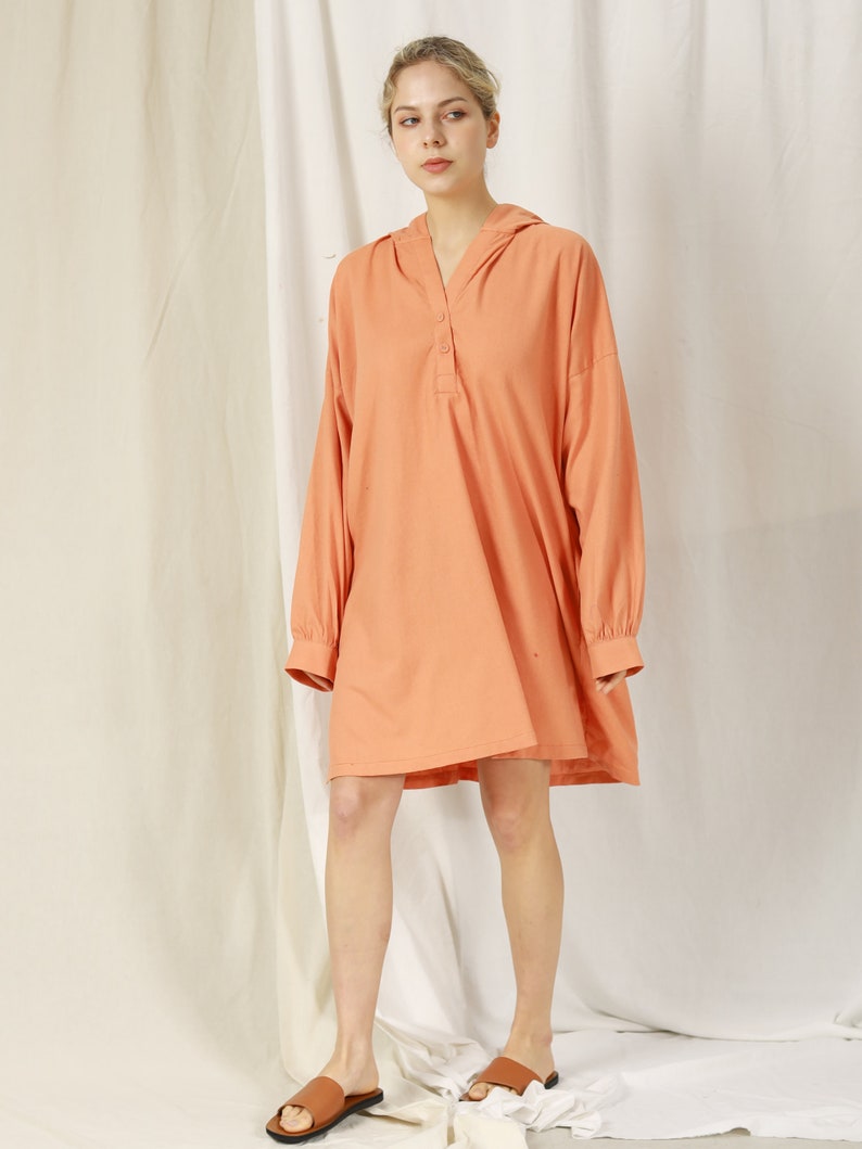 Tunic for women , Tunic dress , Long sleeve dress , Linen shirt dress , Linen dress , Linen tunic women  , Linen beach dress , Hooded linen dress , Hooded tunic women , Tunic with Hood , Bohemian tunic , Boho dress , hooded dress