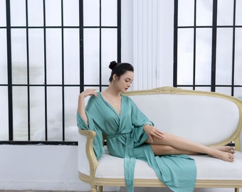 Plus Size Silk Robe for Women - Bridesmaid Robe - Silk Kimono Robe Floor Length for Women - Long Robe for Bridal