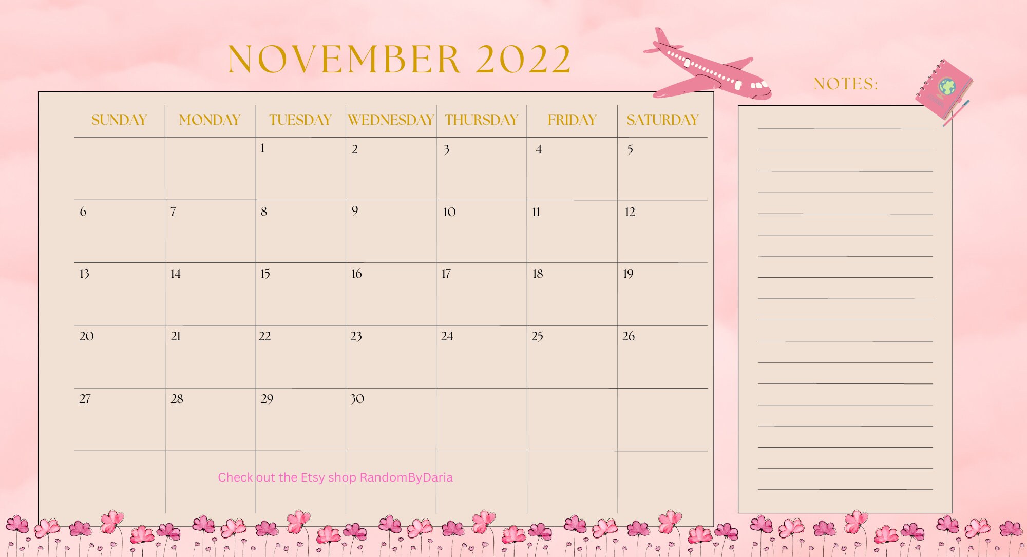 Printable October November and December Calendar Bundle for Etsy
