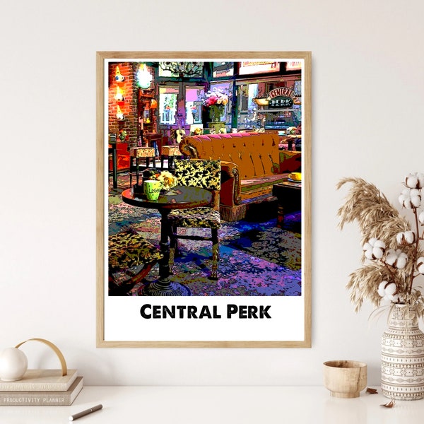 Central Perk Wall Print, Unframed A3/A4/A5, Poster, Art, Cuisine/Chambre à coucher Print, Cadeau, Trendy, Poster, Print, Movie Print, Friends, New York