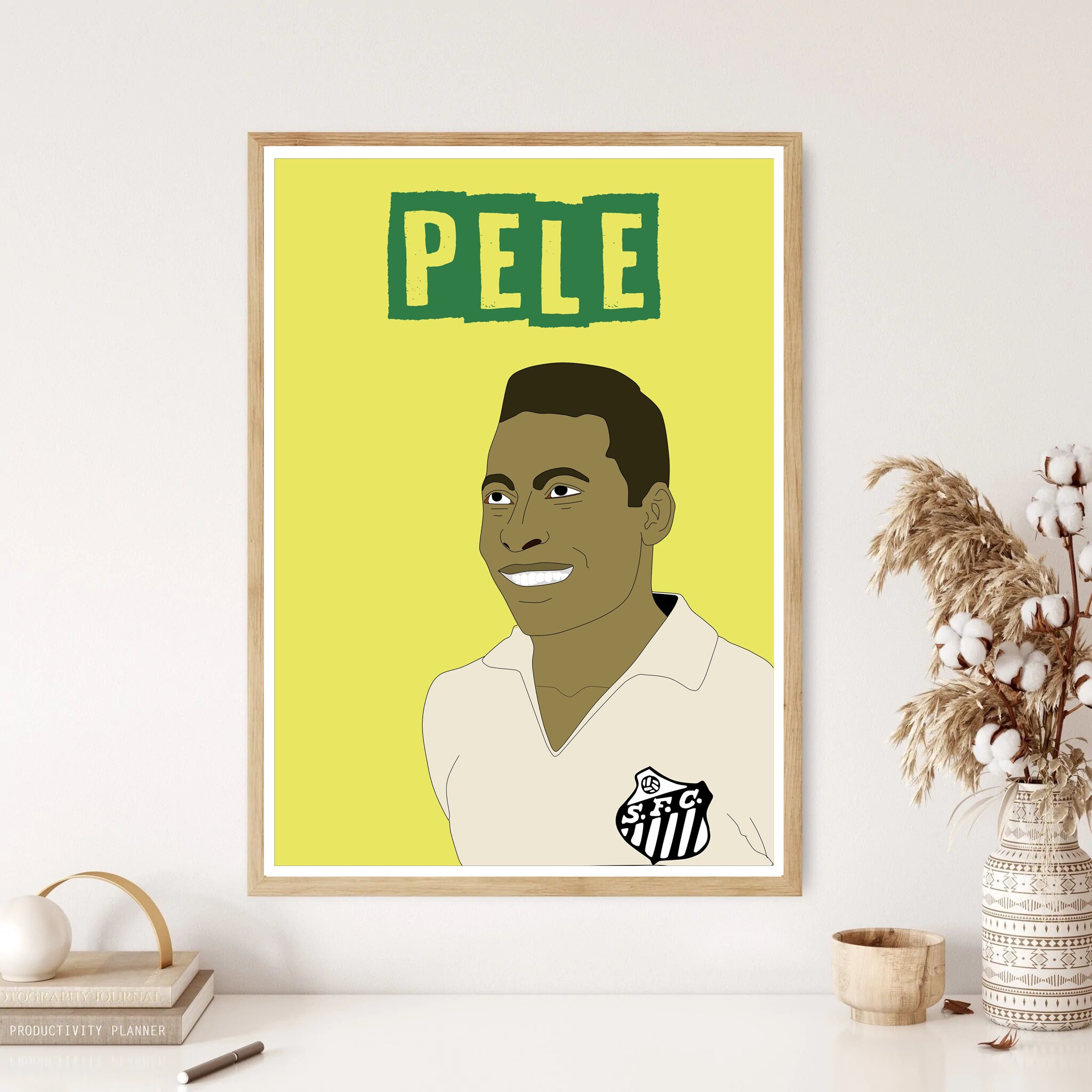 Pele Cartoon Art Wall Print A3/A4/A5 Prints Kitchen Home Decor Inspo  Trending Soccer Messi Ronaldo Football