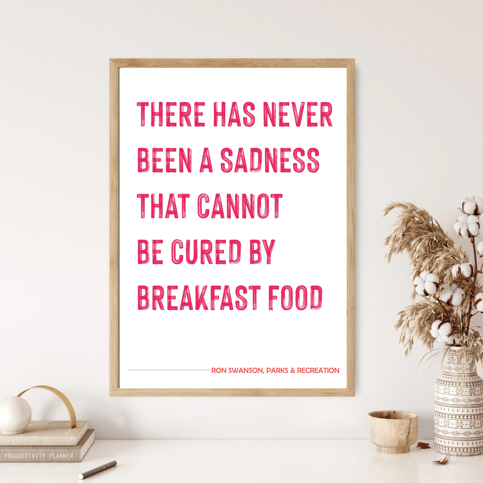 Ron swanson breakfast food parks rec quote wall print poster art