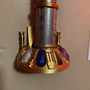 Lightsaber Wall Mount Holder Savi&#39;s Workshop Holds 6 Kyber Crystals  3D Printed Steampunk Edition